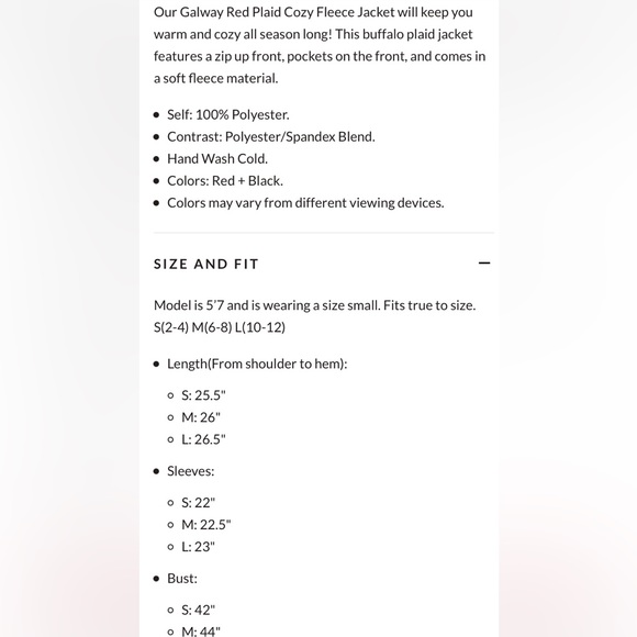 NWT MAGNOLIA GALWAY RED ❤️🖤 PLAID COZY FLEECE JACKET, Sz.M, BNWTIB - Picture 11 of 11